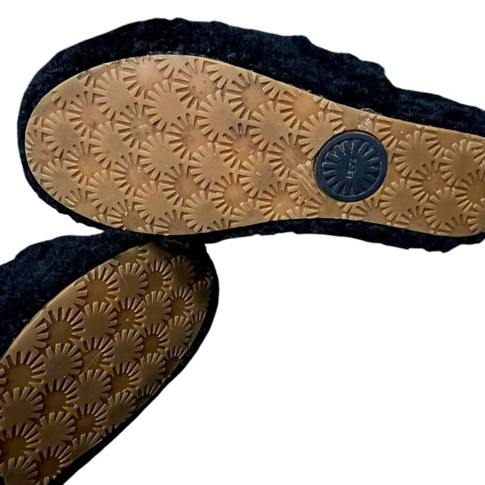 Ugg Fluff Yeah Womens 8 Black Slippers Slides Sandals Fluffy Casual $120 Retail